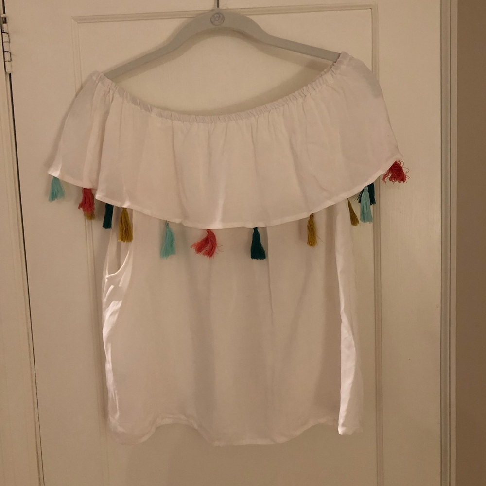 Off-the-Shoulder Tassel Top